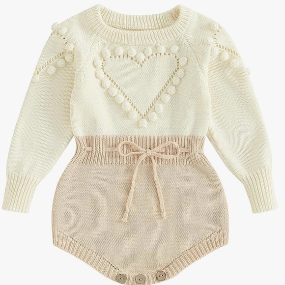 Knit Heart Sweater Romper Size 12-18 Mon - Picture 2 of 7
